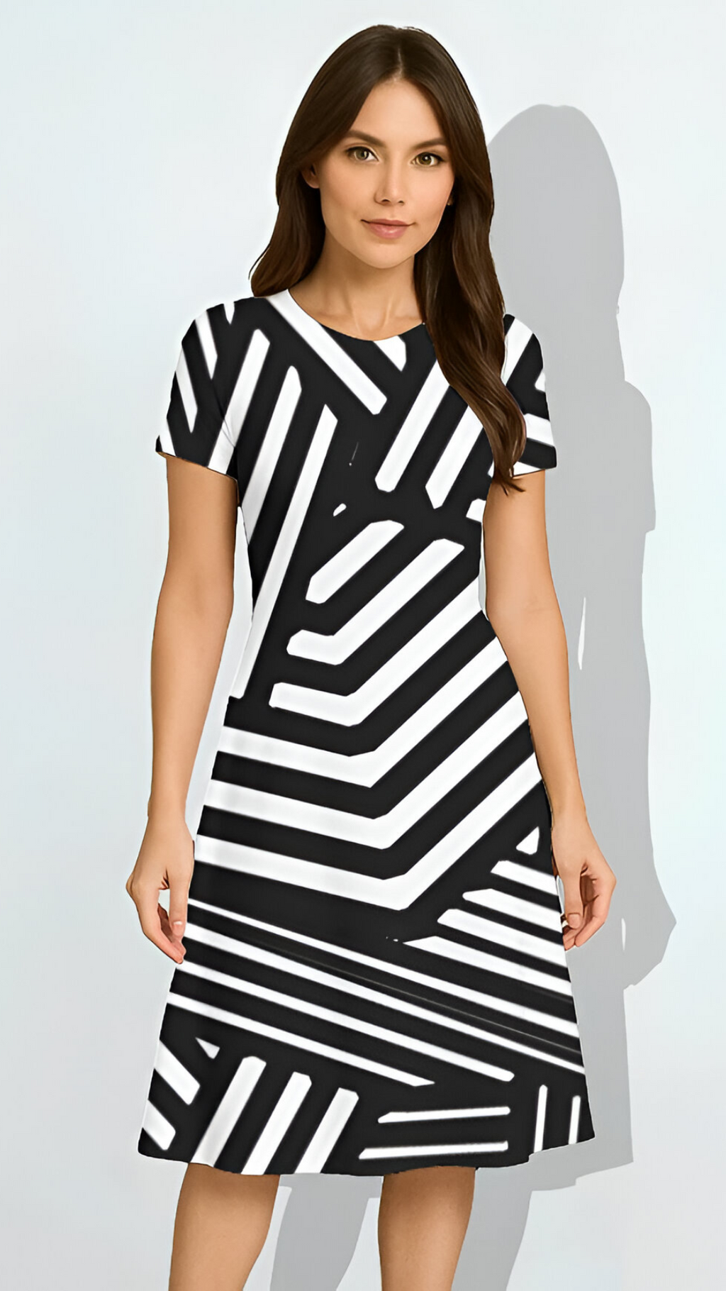 Women's Geometric Stripe A line Dress