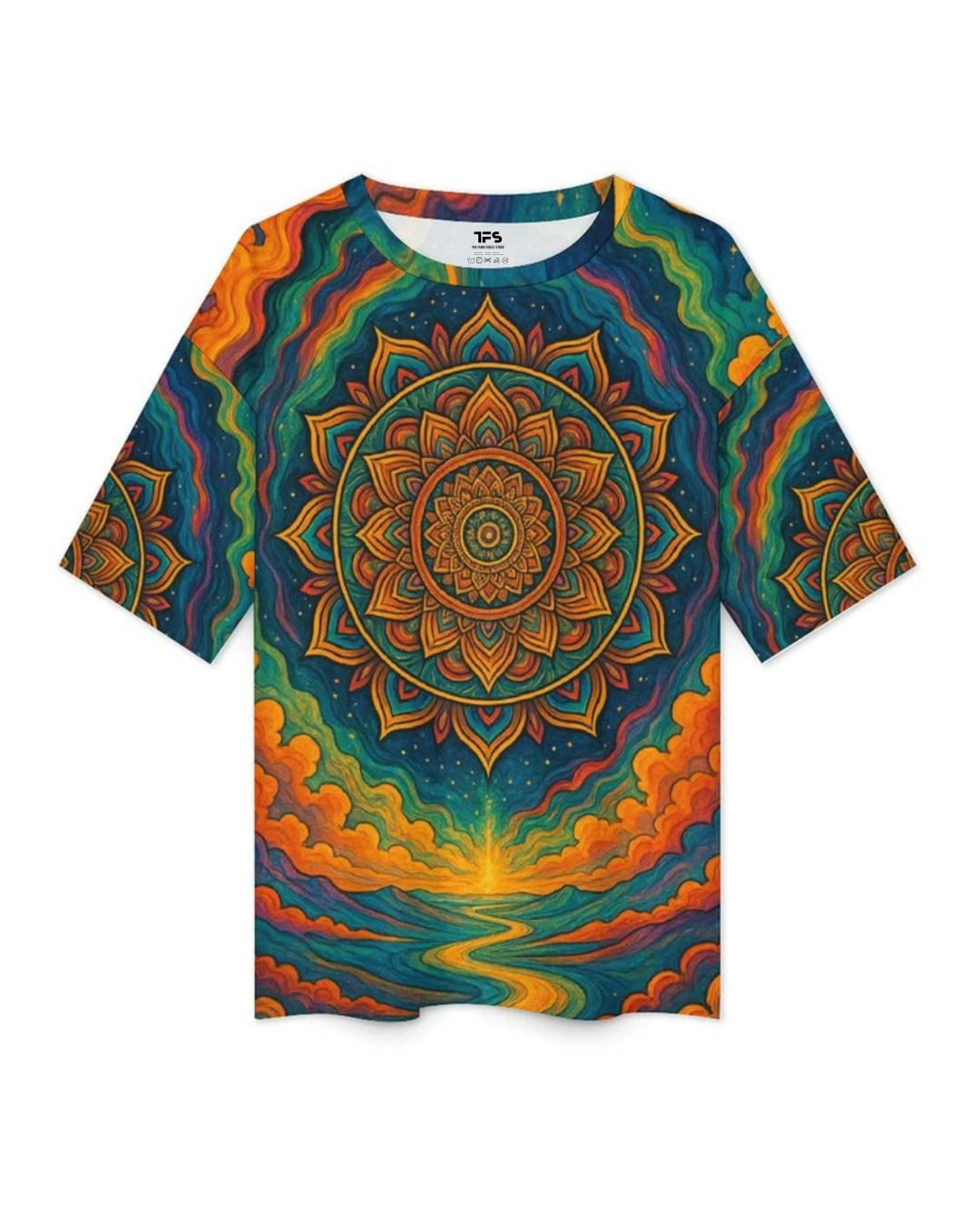 Unisex Mandala Sun Oversized T-shirt