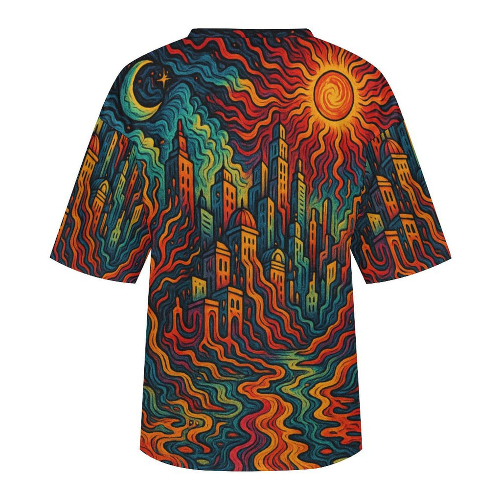 Unisex Psychedelic City  Oversized T-shirt