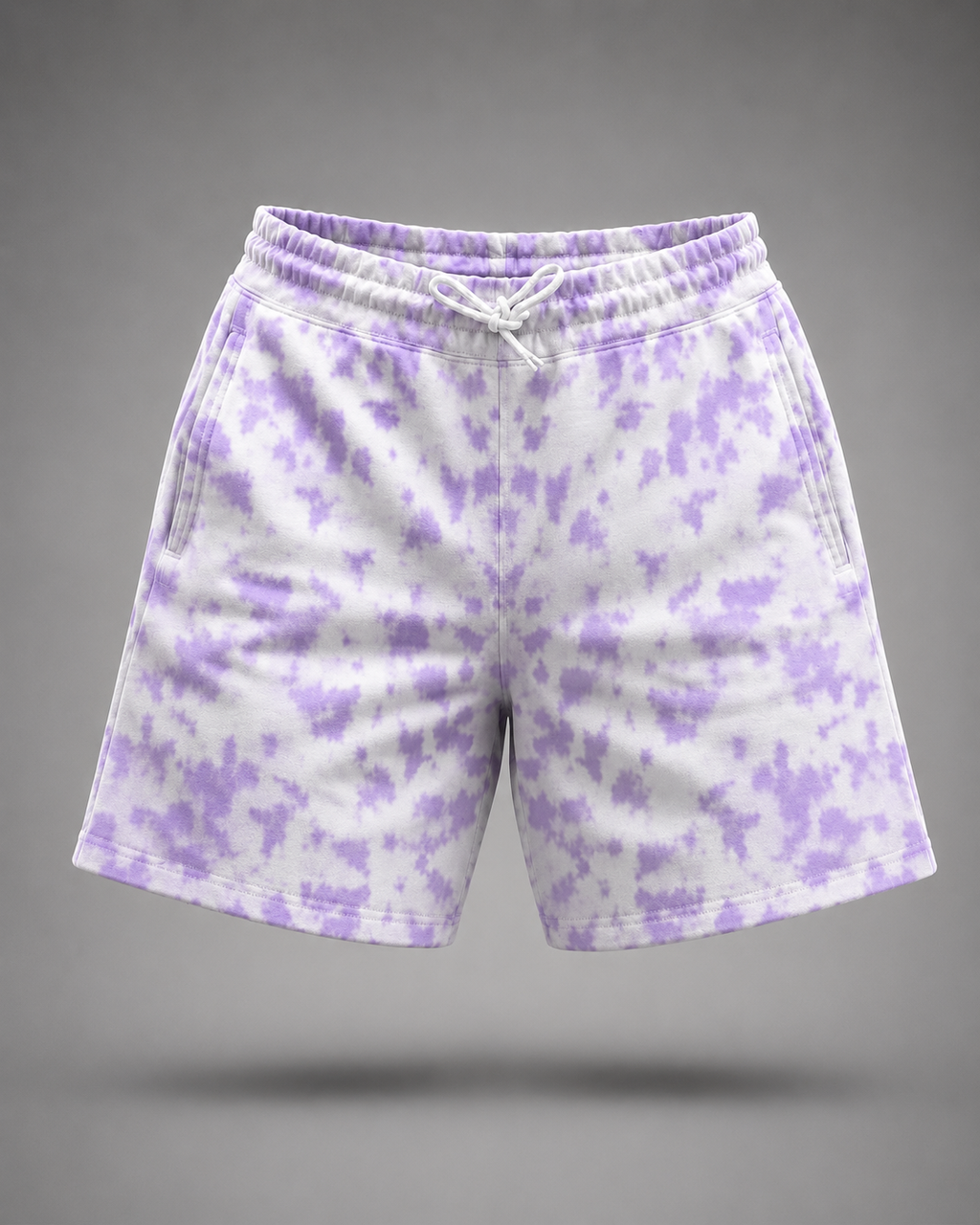 Unisex White Lavender Tie Dye Shorts
