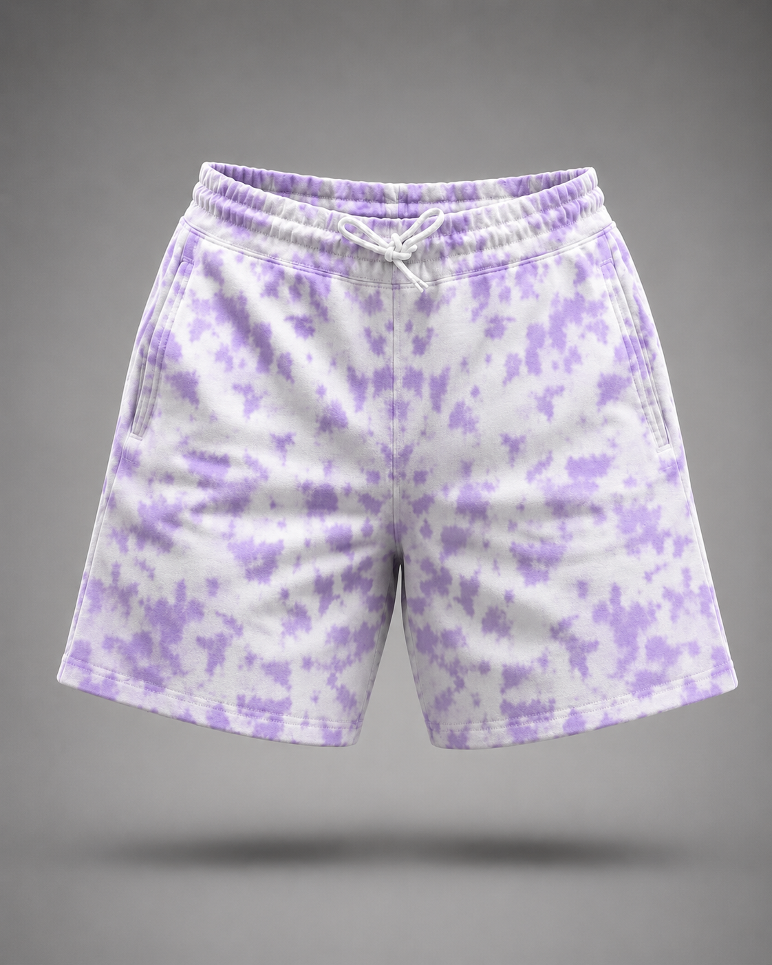Unisex White Lavender Tie Dye Shorts