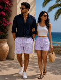 Unisex White Lavender Tie Dye Shorts