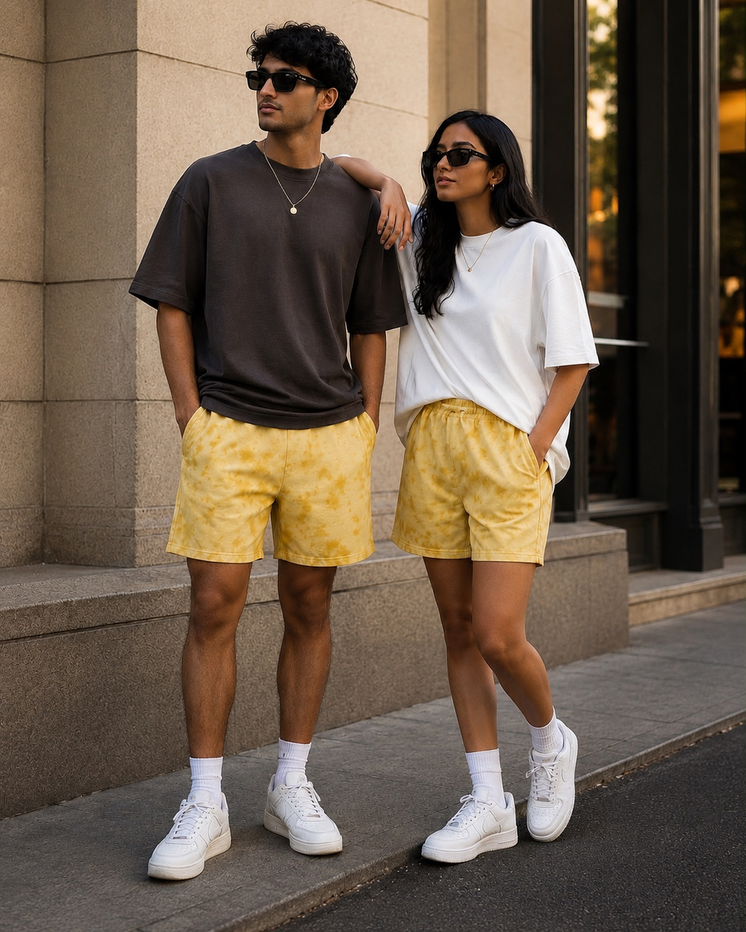 Unisex Yellow Tie Dye Shorts