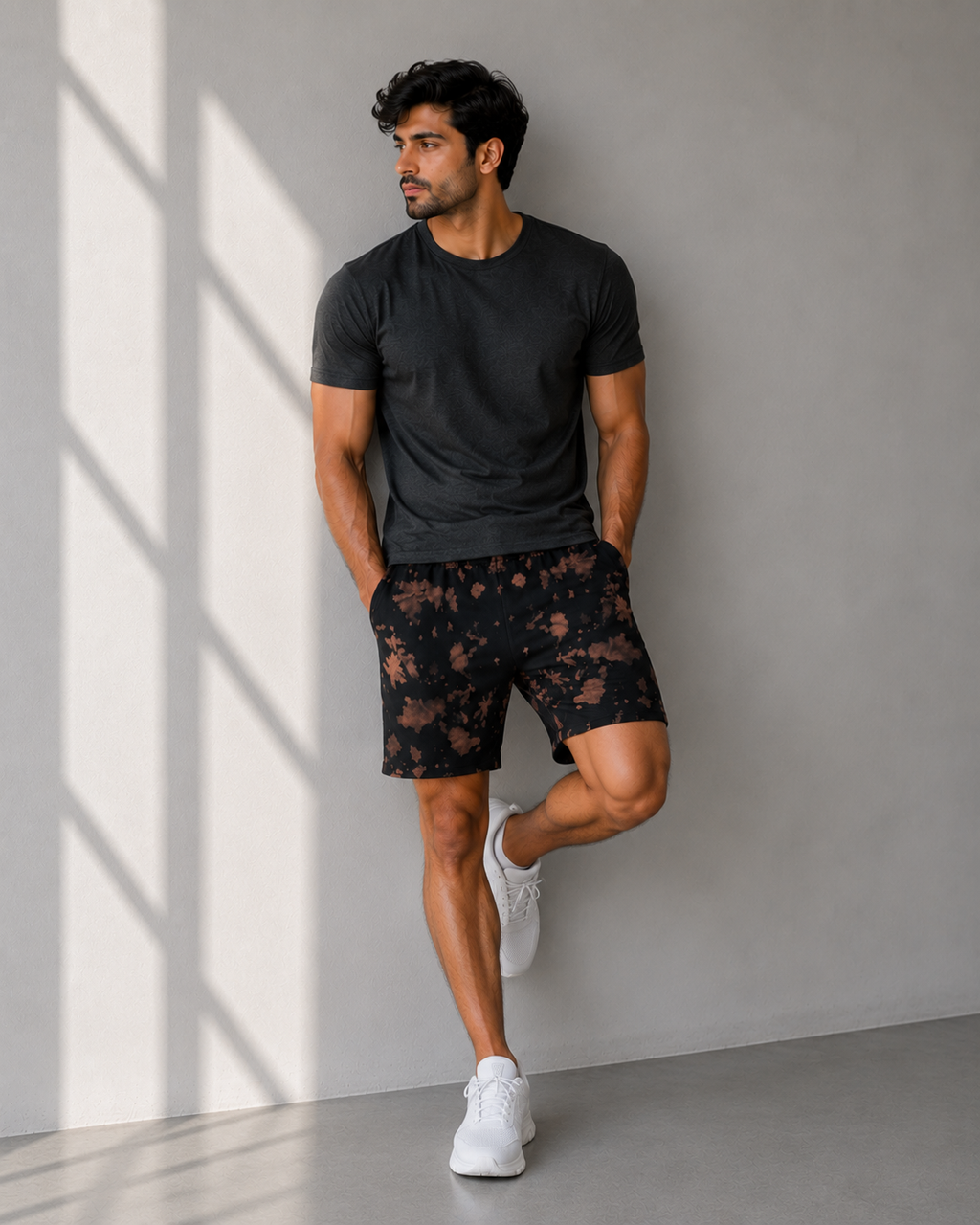 Unisex Brown Black Tie Dye Shorts