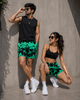 Unisex Green Black Tie Dye Shorts