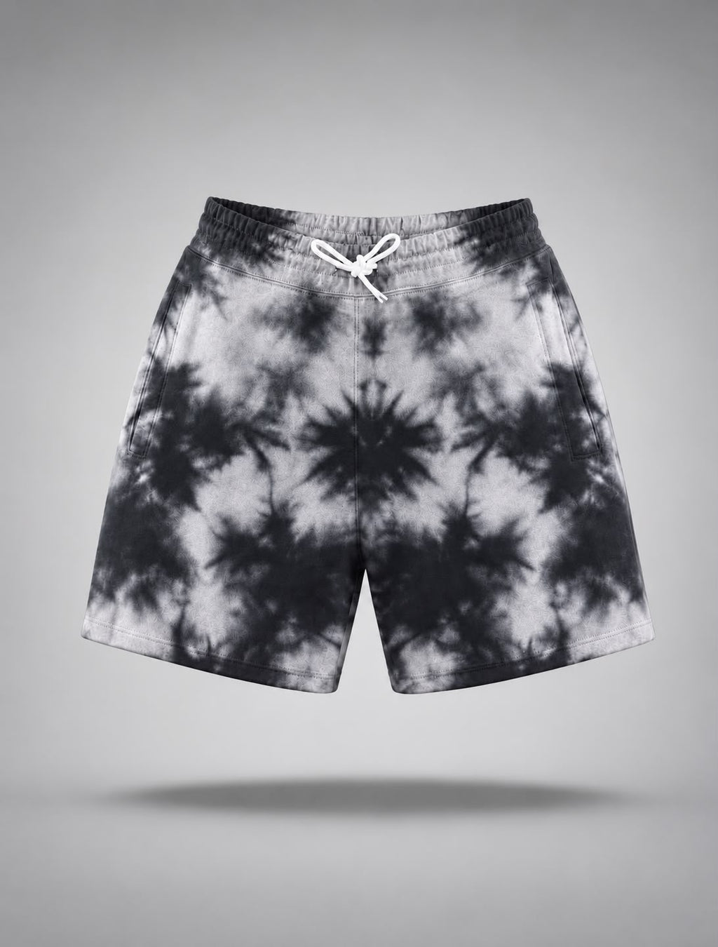 Unisex White Black Tie Dye Shorts
