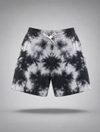 Unisex White Black Tie Dye Shorts
