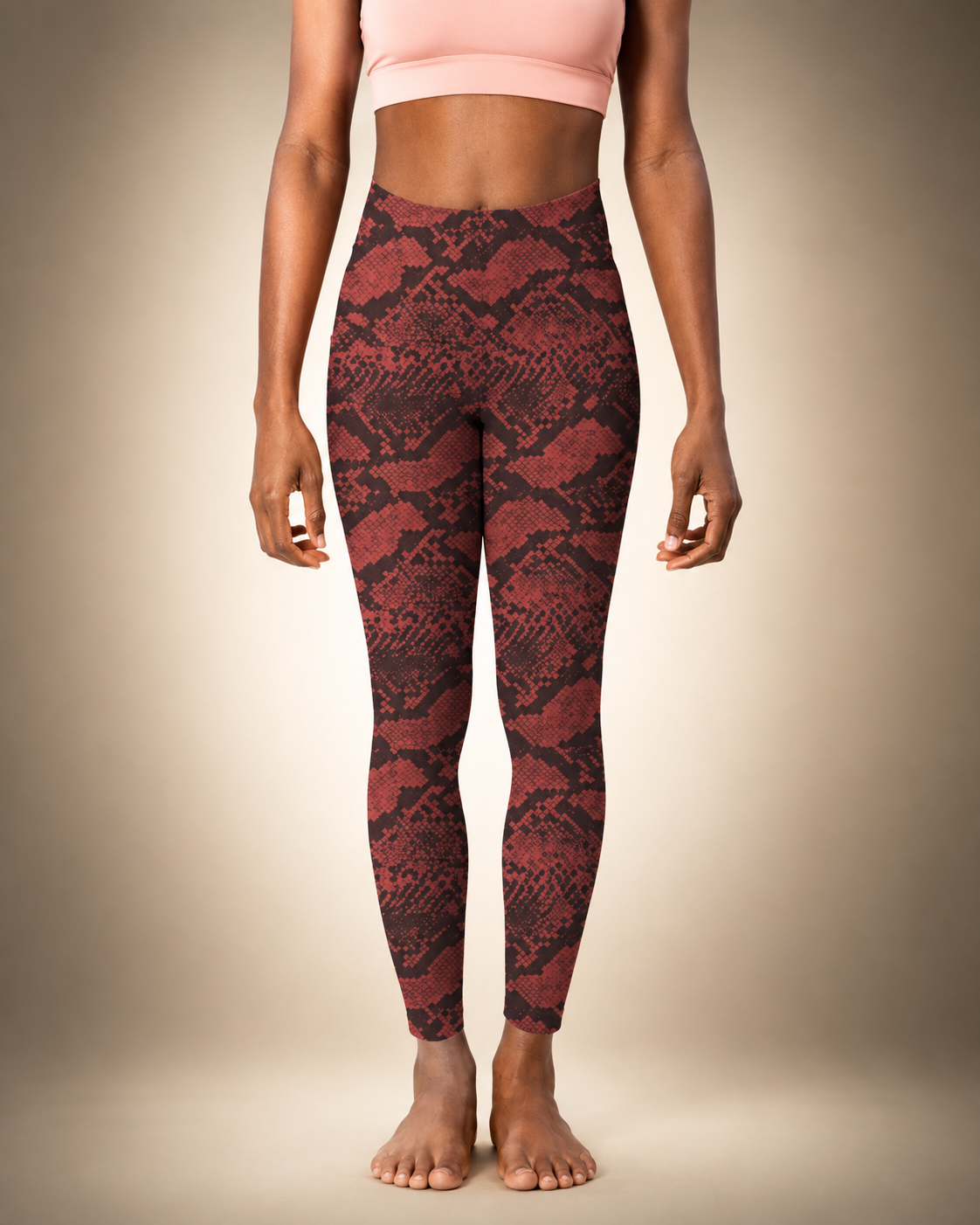 Women's Red Snake Maze Leggings