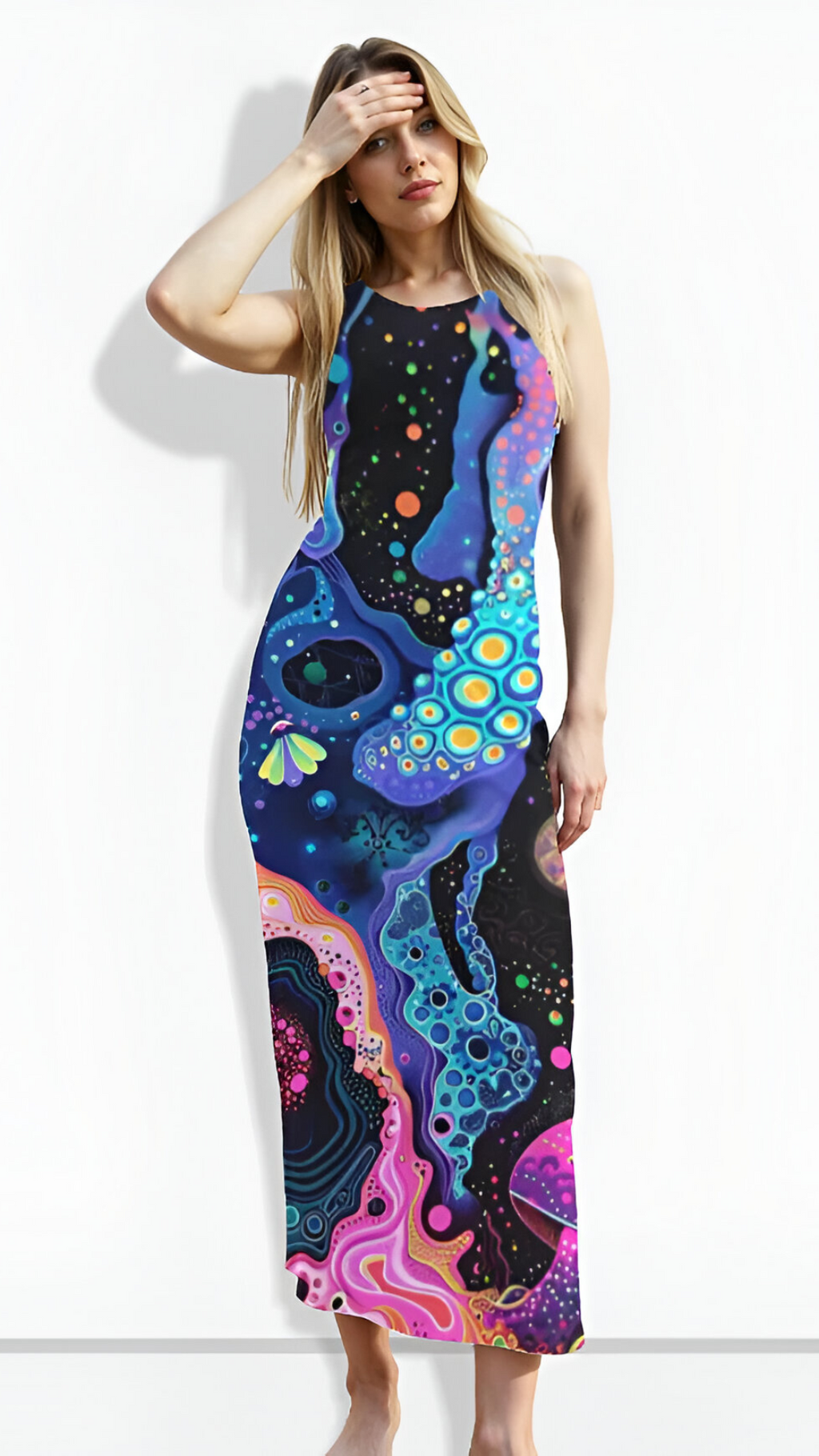 Women's Cosmic Mushroom Bodycon Dress