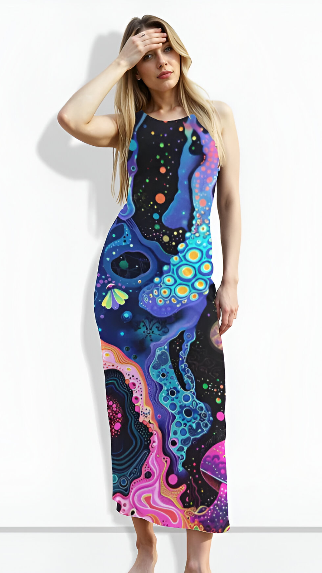 Women's Cosmic Mushroom Bodycon Dress