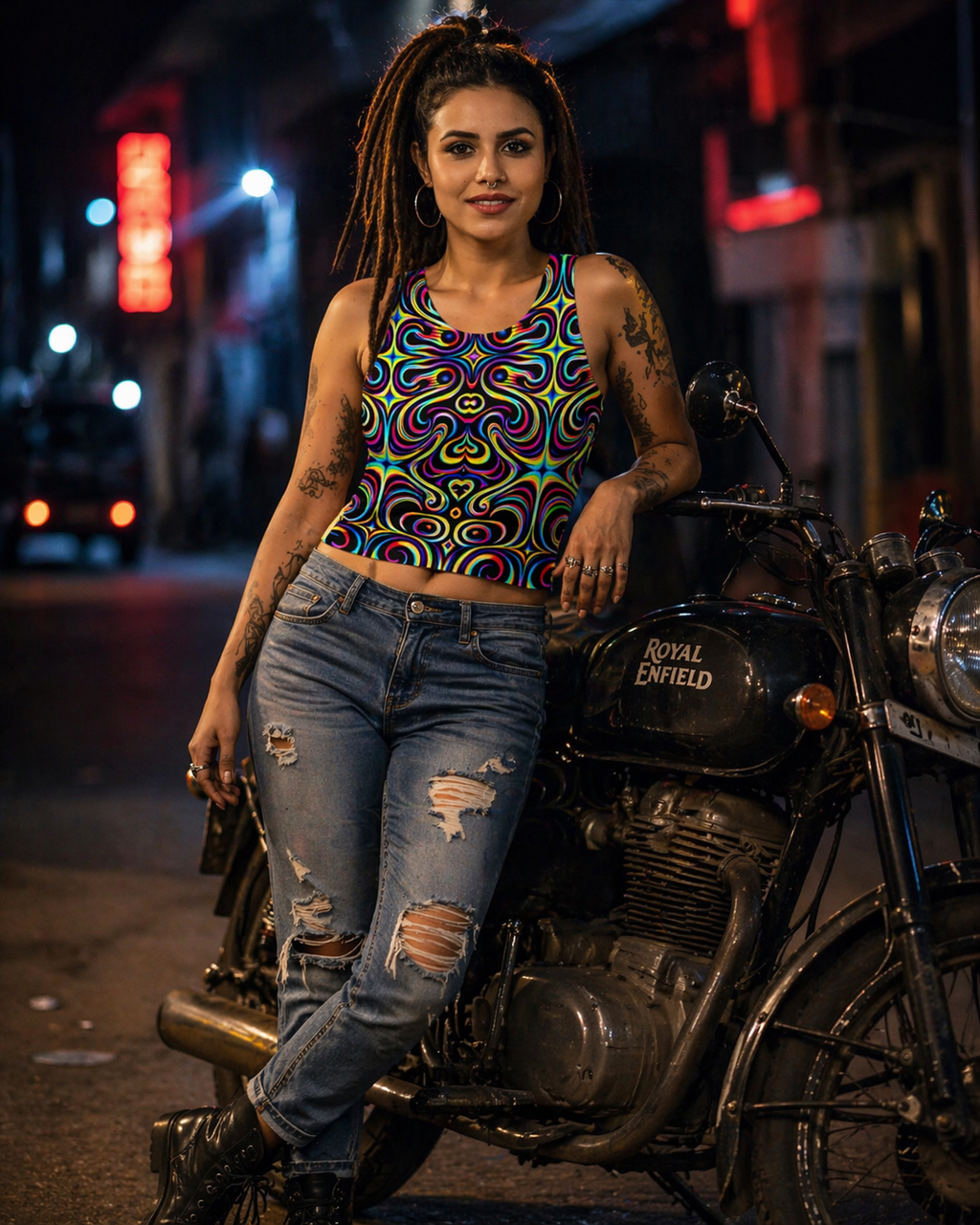 Women's Psychedelic Circus Crop Tank