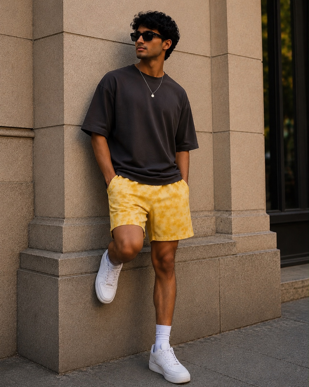 Unisex Yellow Tie Dye Shorts