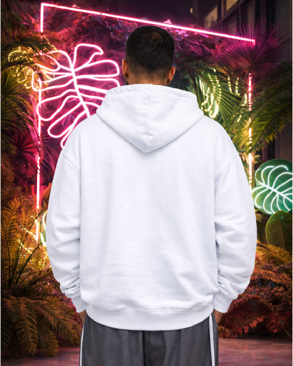 Unisex White Solid Oversized Hoodie