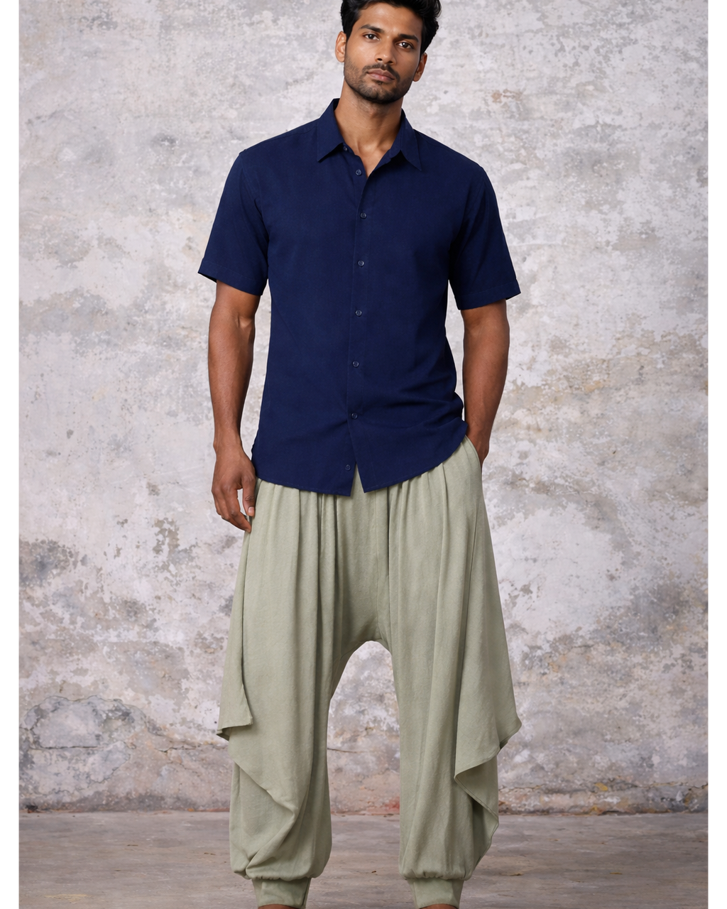 Unisex Navy Blue Solid Oversized Shirt