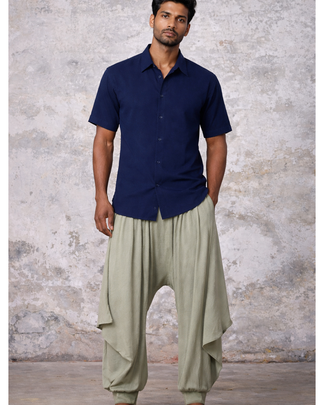 Unisex Navy Blue Solid Oversized Shirt