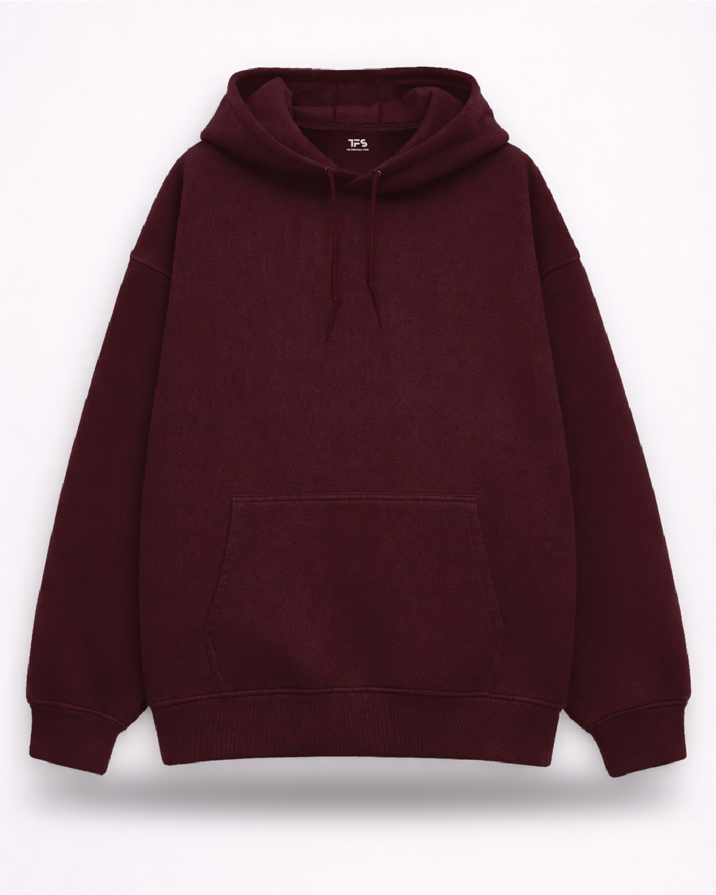 Unisex Maroon Solid Oversized Hoodie