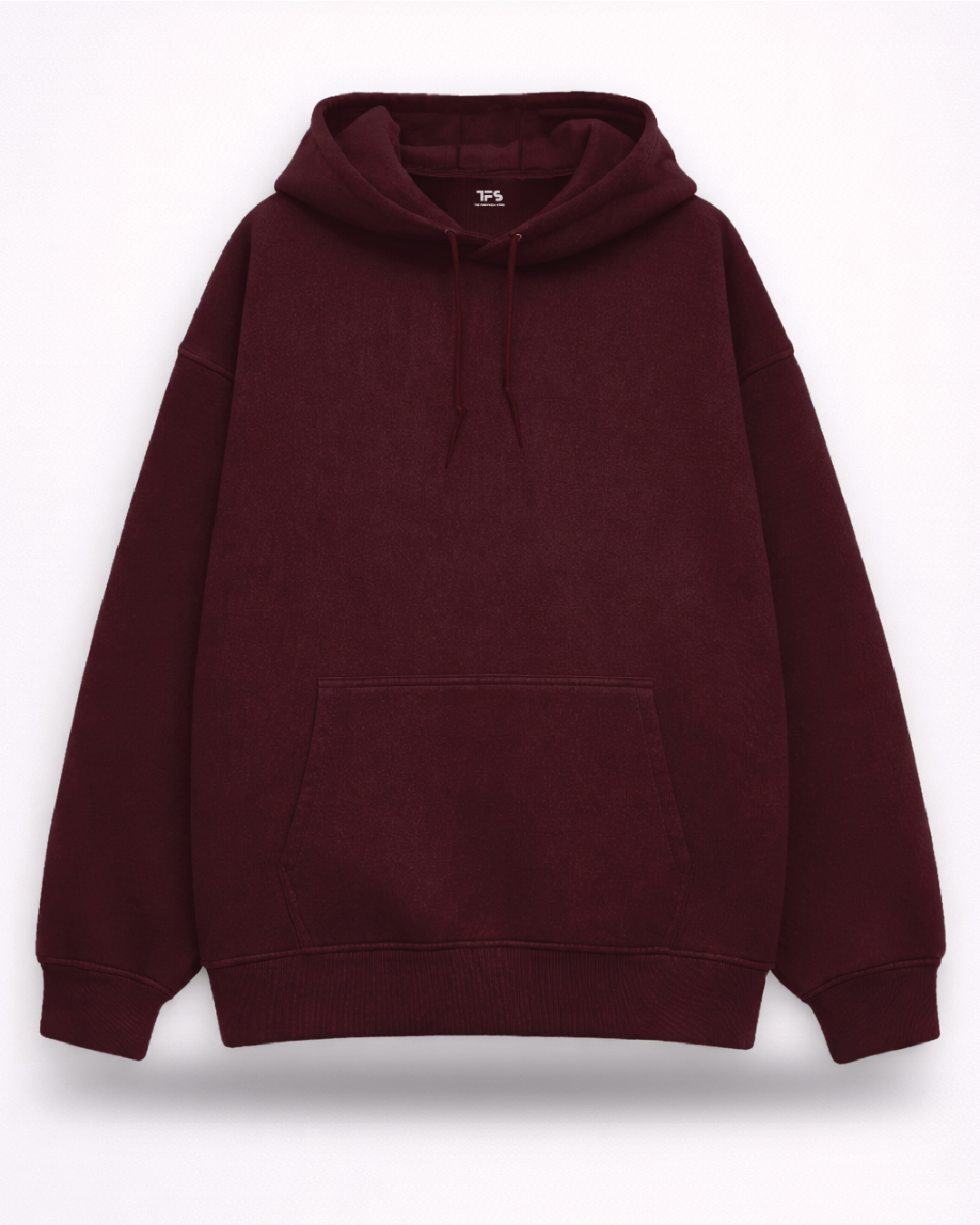 Unisex Maroon Solid Oversized Hoodie