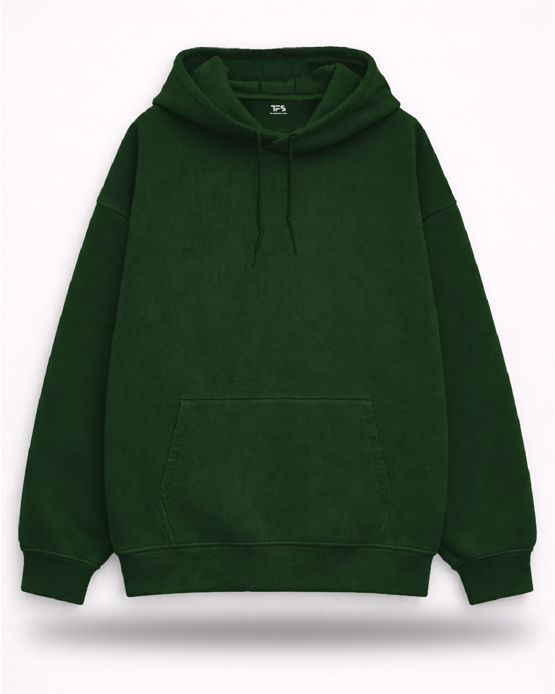 Unisex Bottle Green Solid Oversized Hoodie