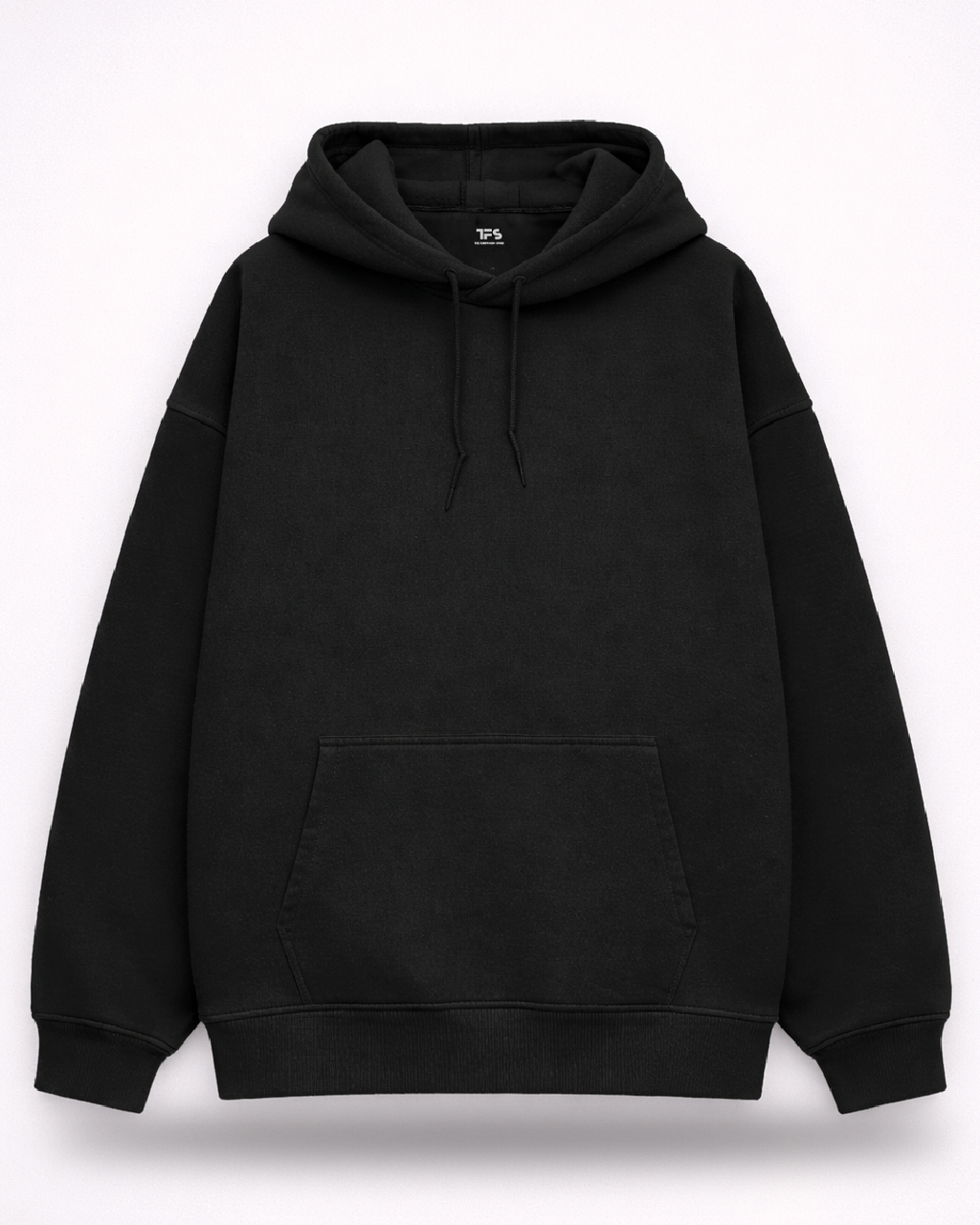 Unisex Black Solid Oversized Hoodie