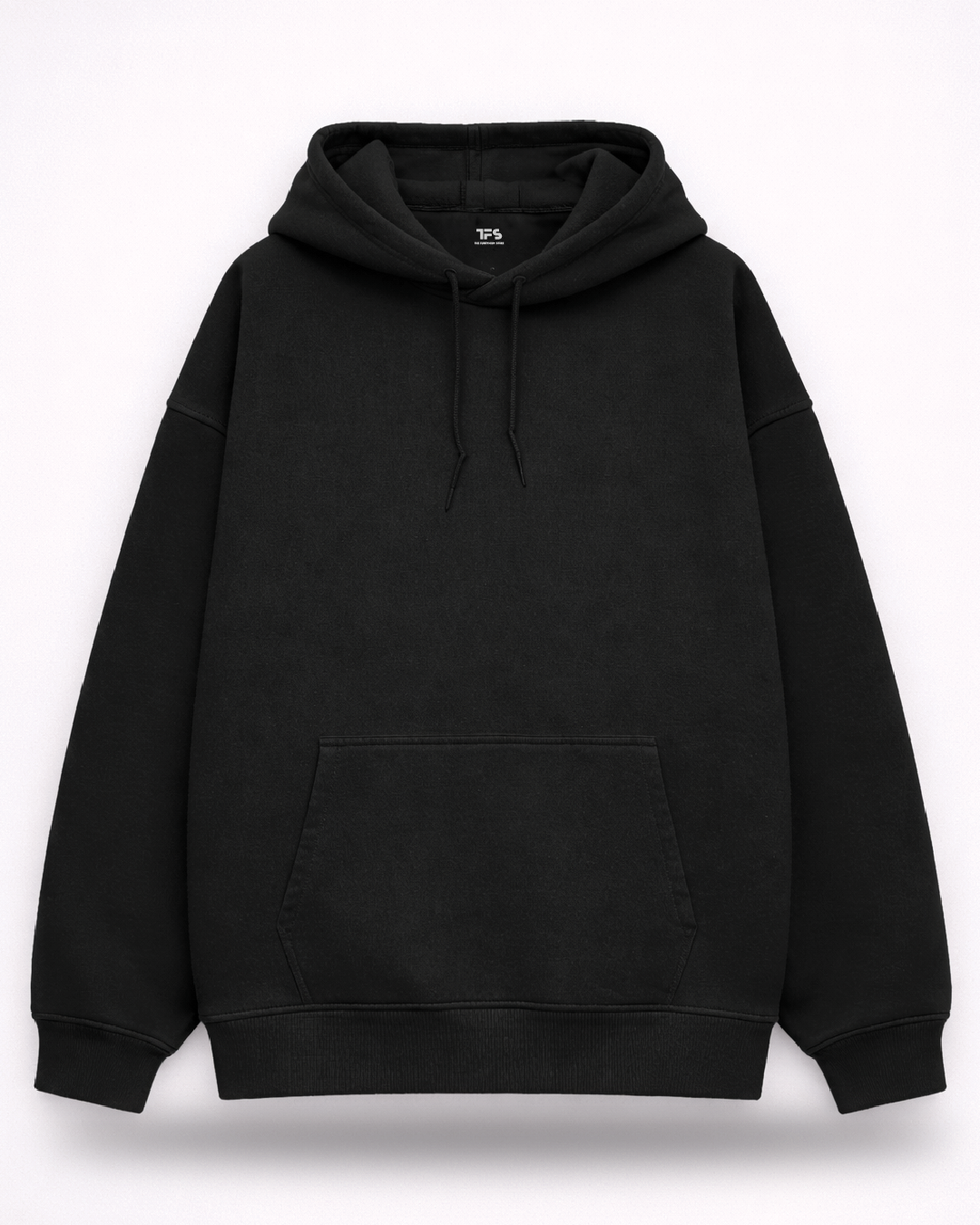 Unisex Black Solid Oversized Hoodie