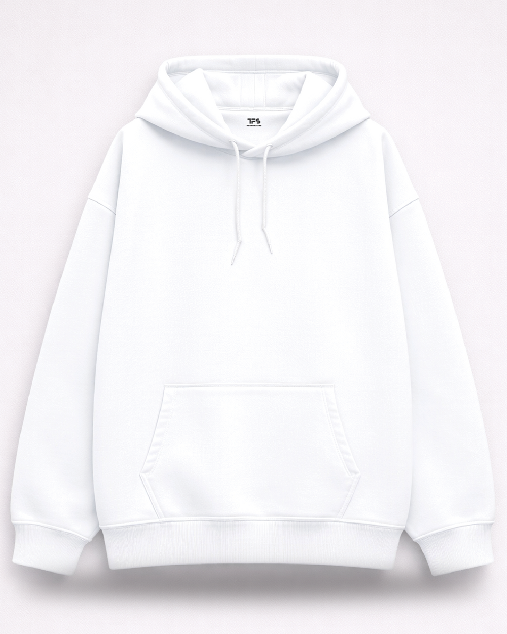 Unisex White Solid Oversized Hoodie