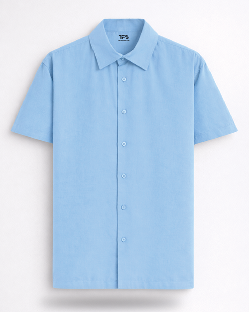 Unisex Baby Blue Solid Oversized Shirt