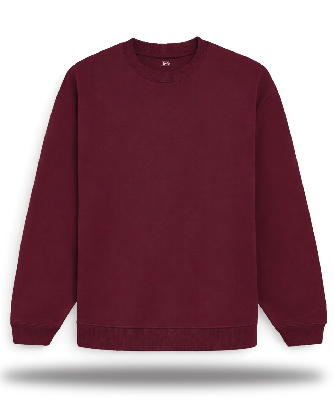 Unisex Solid Maroon Oversized Sweatshirt