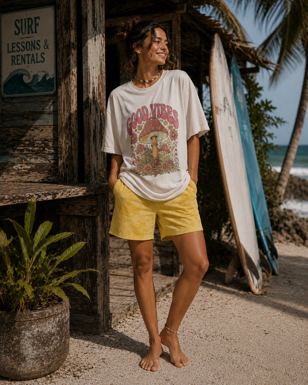 Unisex Yellow Tie Dye Shorts