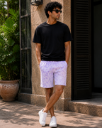 Unisex White Lavender Tie Dye Shorts