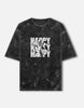 Unisex Happy Trip Acid Washed Oversized T-shirt