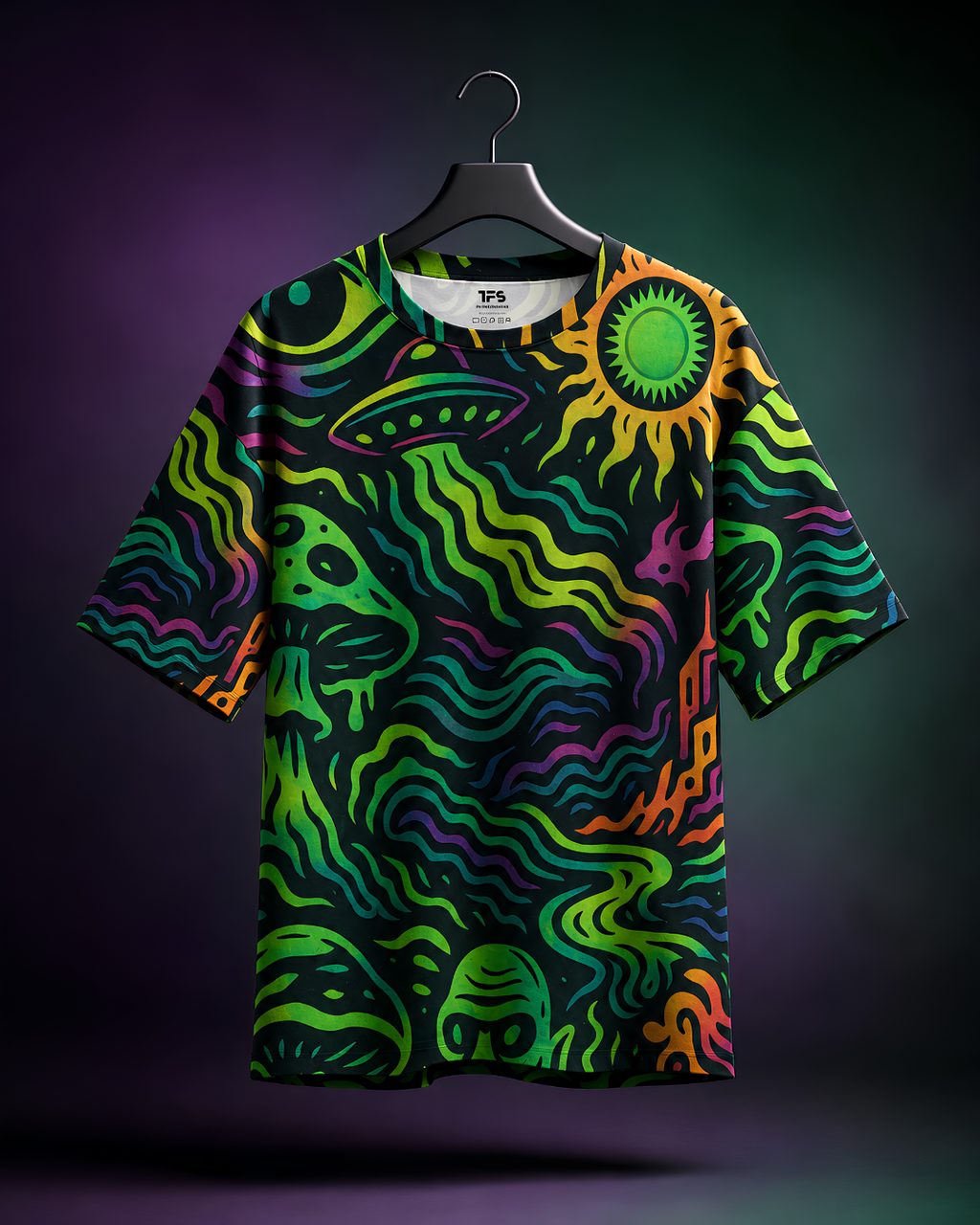 Unisex Cosmic Psychedelic Oversized T-shirt