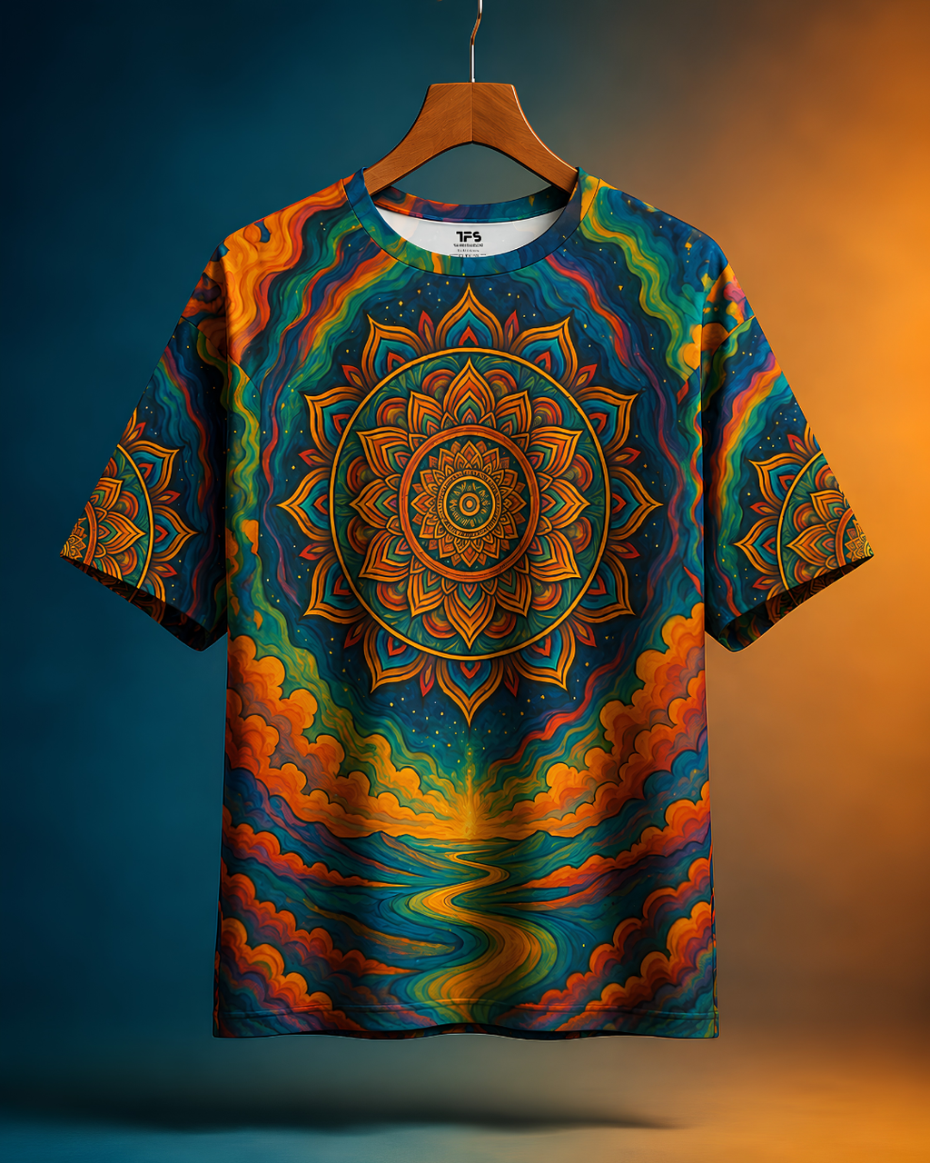Unisex Mandala Sun Oversized T-shirt