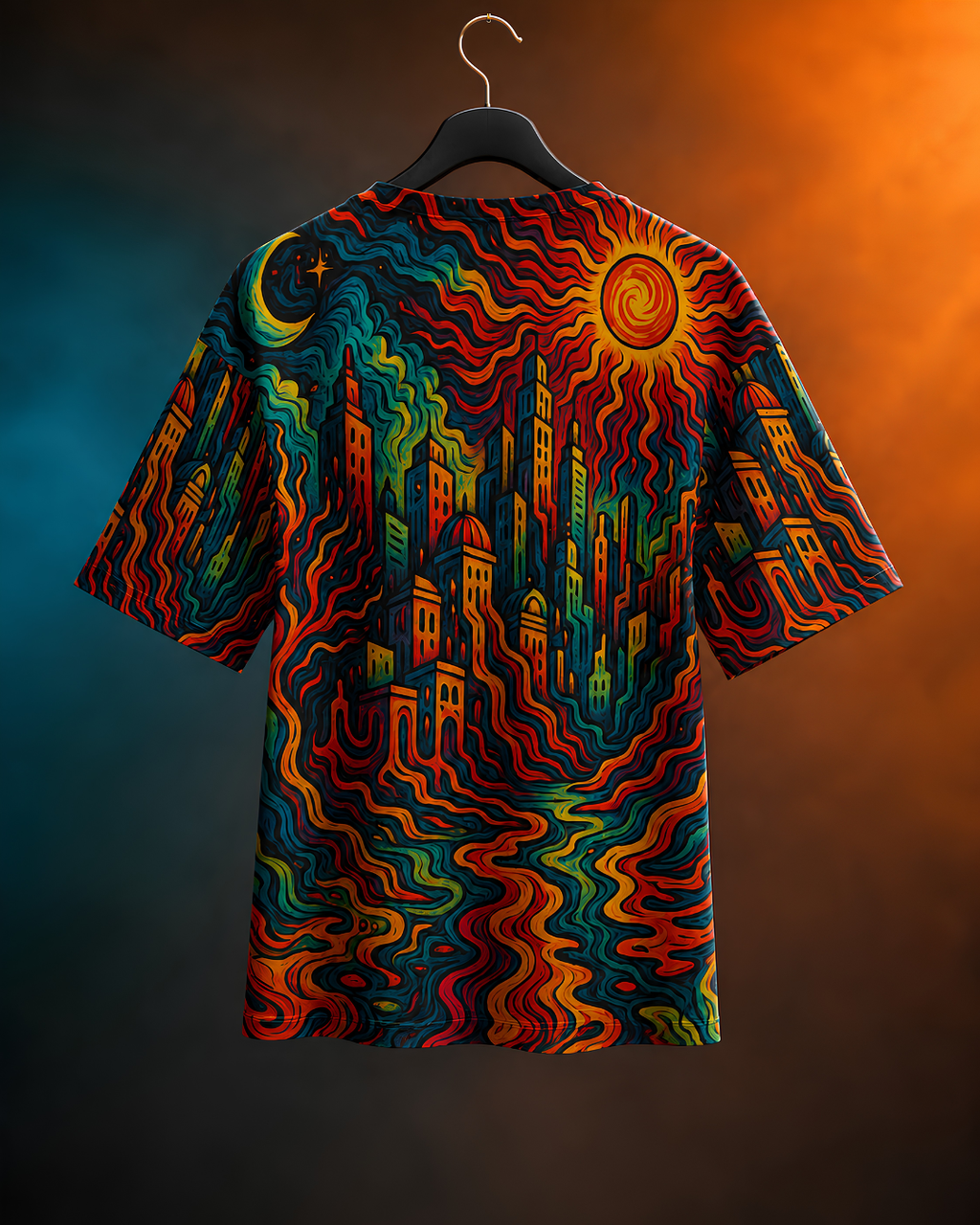 Unisex Psychedelic City  Oversized T-shirt