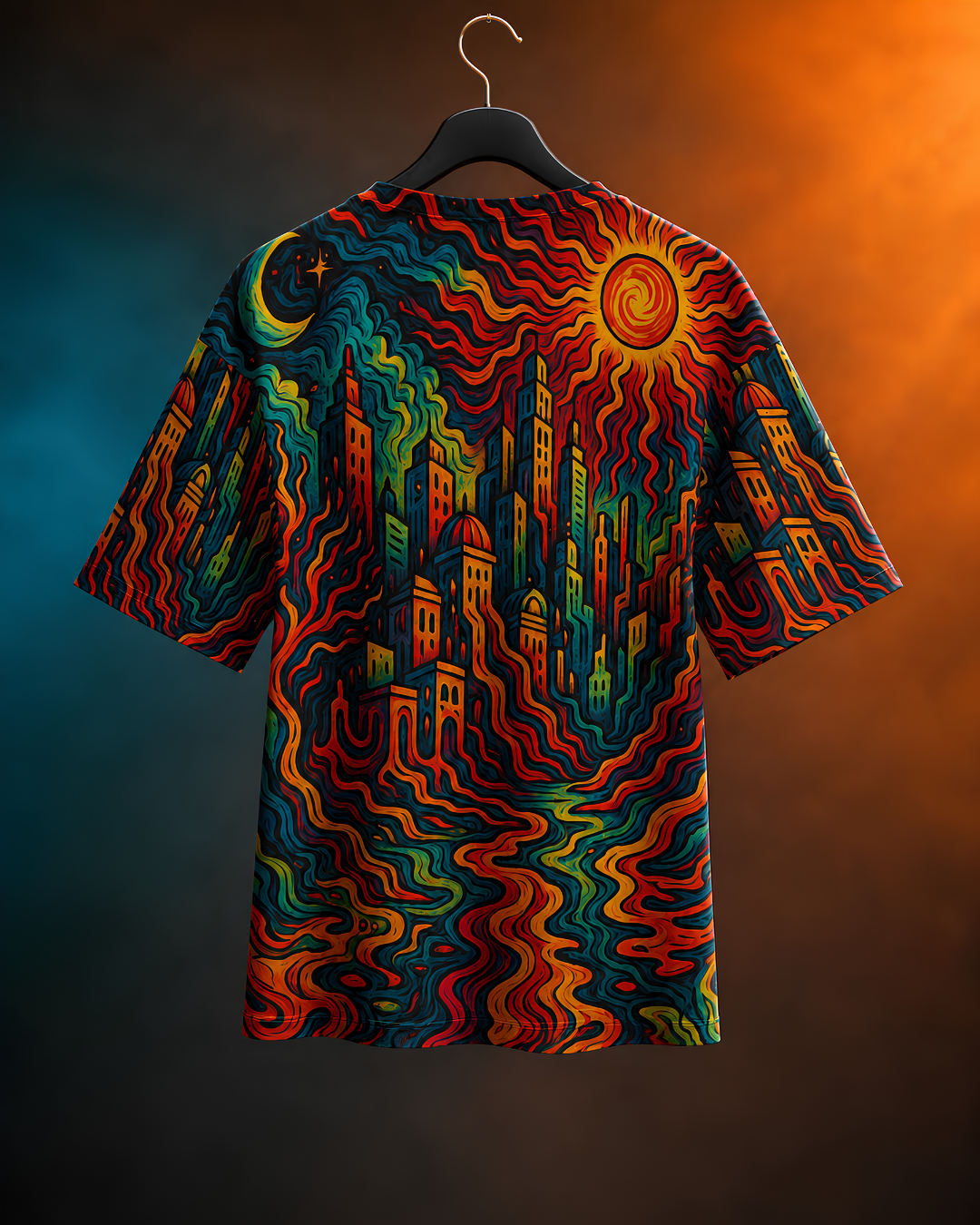 Unisex Psychedelic City  Oversized T-shirt