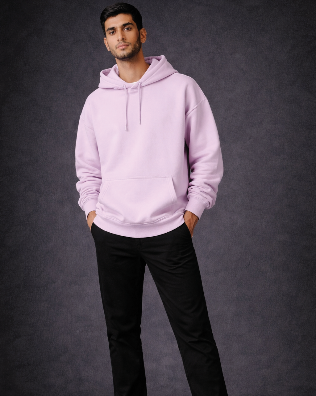 Unisex Light Baby Pink Solid Oversized Hoodie