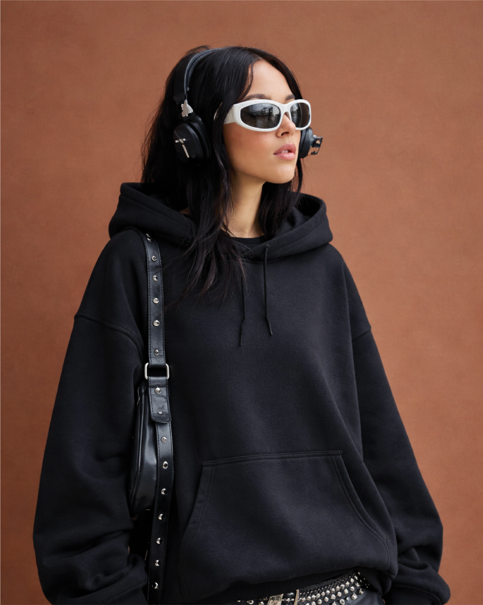 Unisex Black Solid Oversized Hoodie