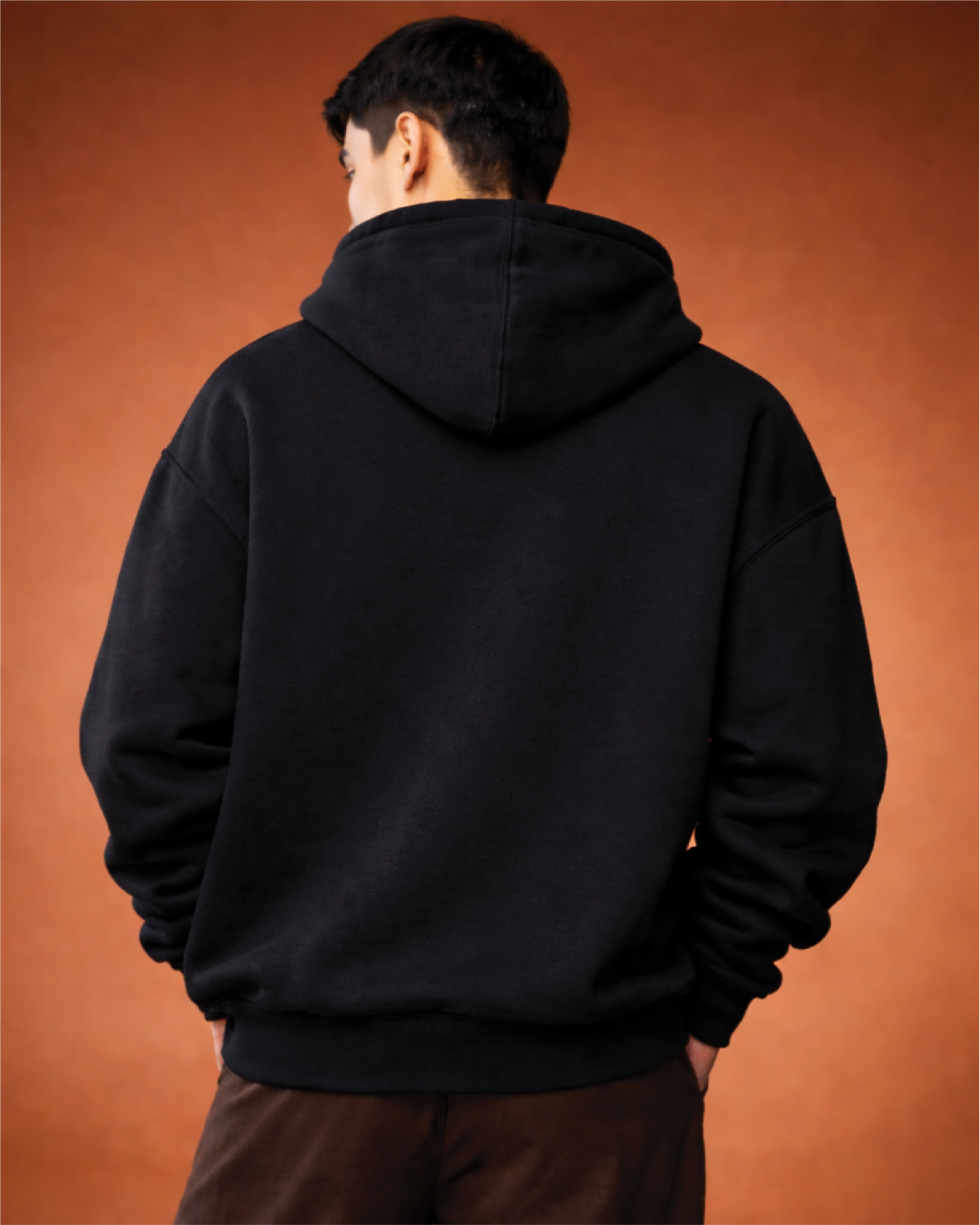 Unisex Black Solid Oversized Hoodie