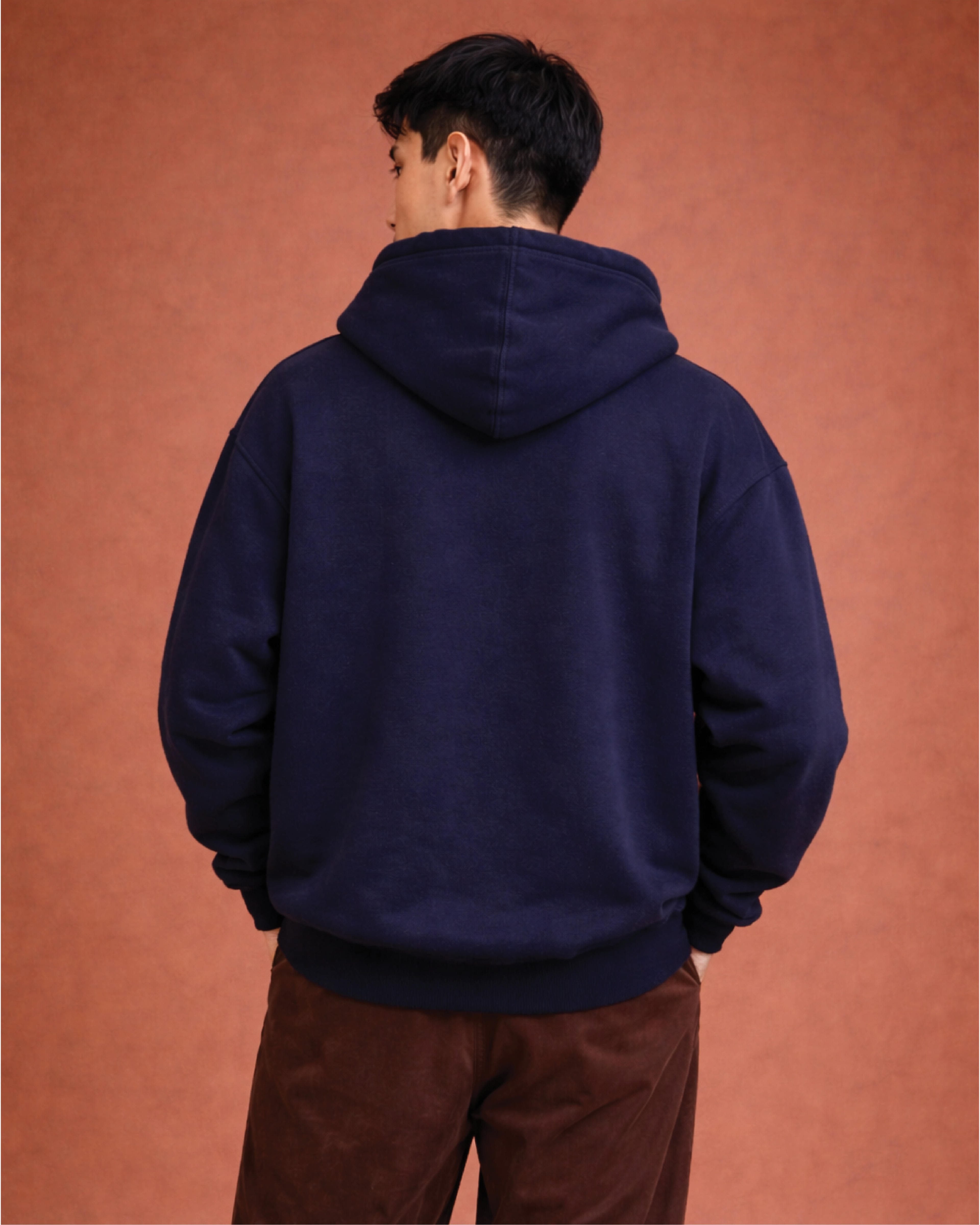 Unisex Navy Blue Solid Oversized Hoodie