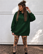 Unisex Bottle Green Solid Oversized Hoodie