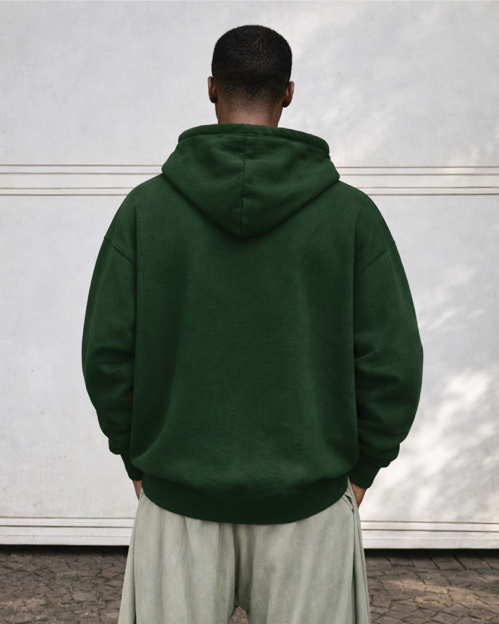 Unisex Bottle Green Solid Oversized Hoodie