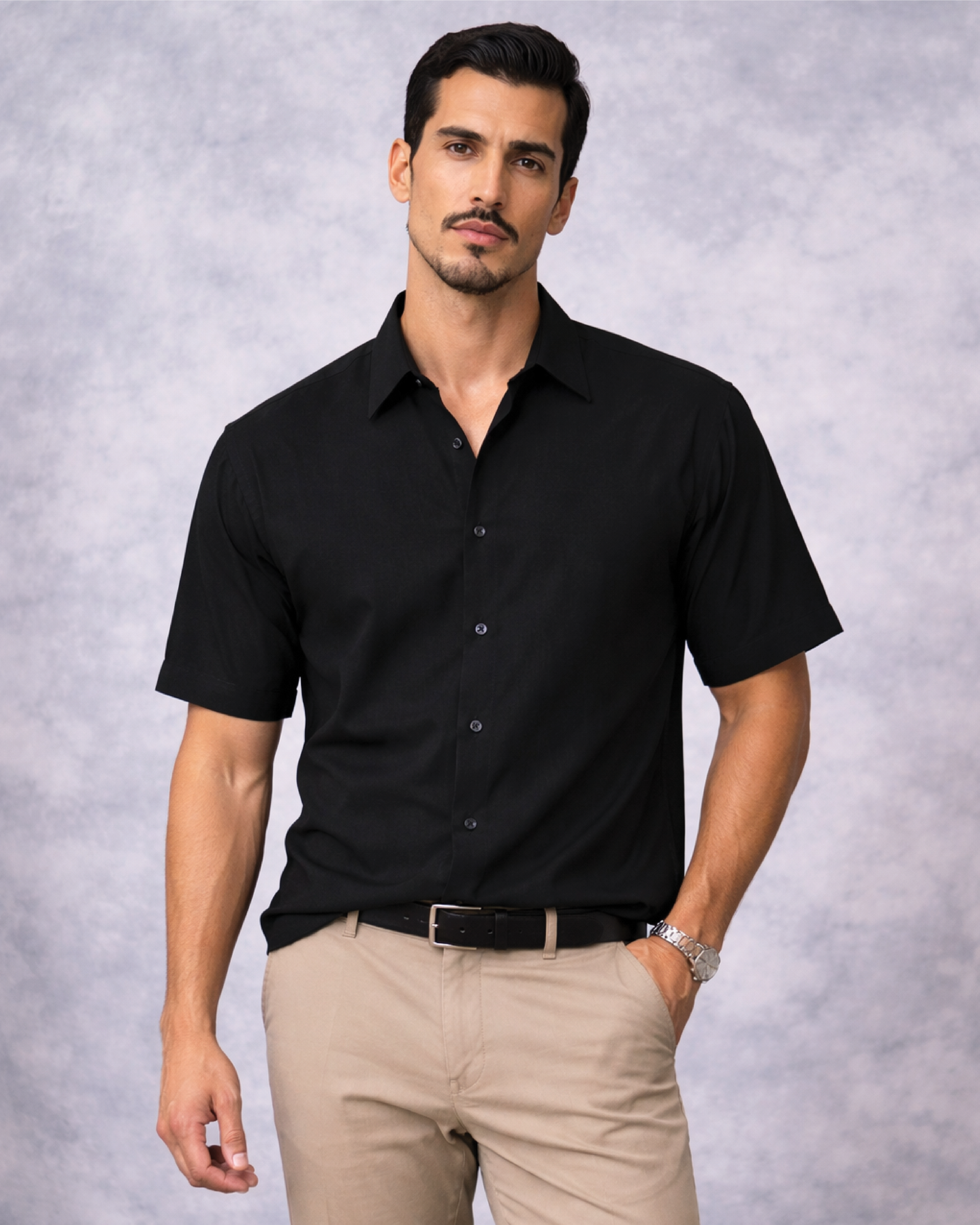 Unisex Black Solid Oversized Shirt