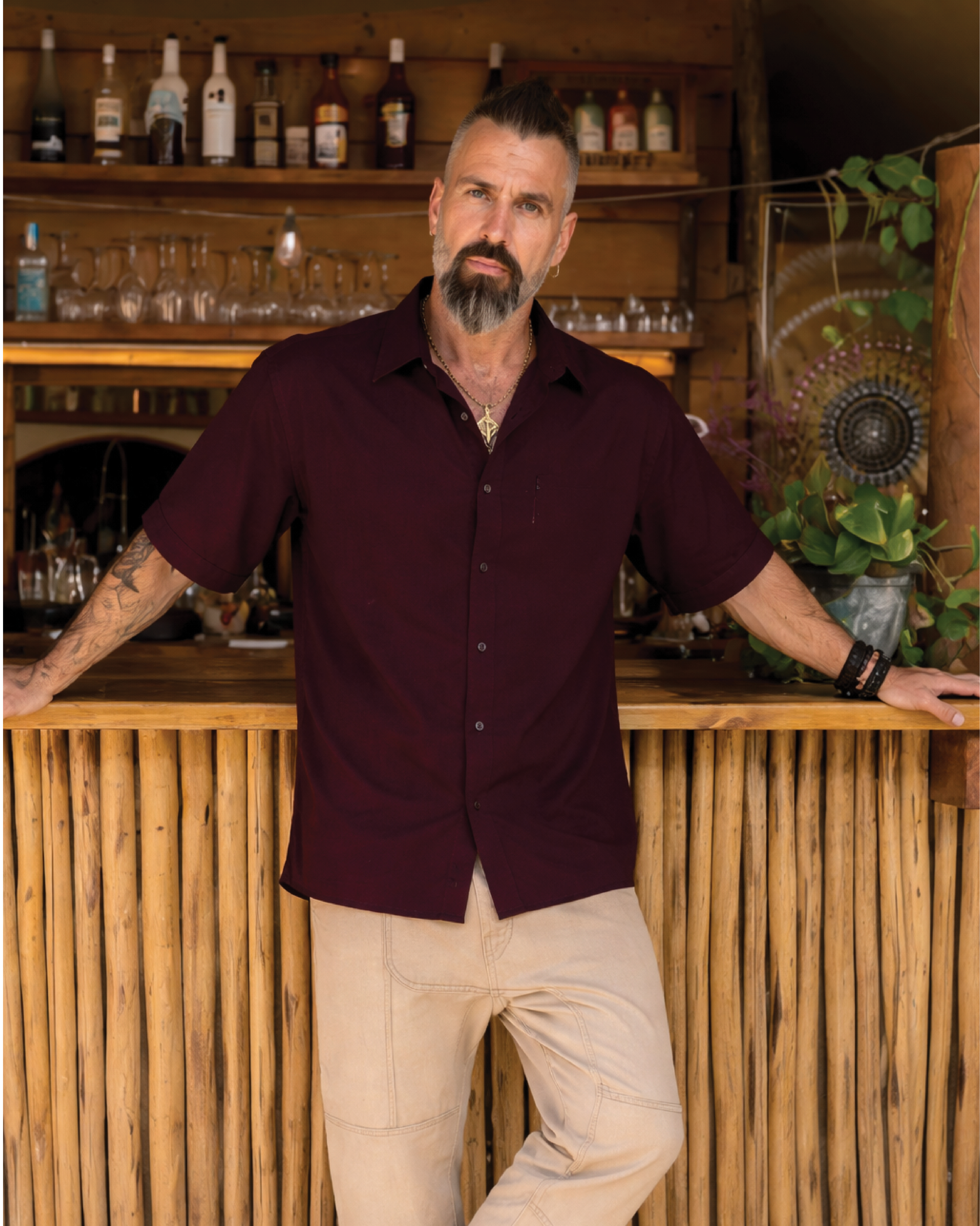 Unisex Maroon Solid Oversized Shirt