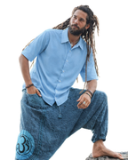 Unisex Baby Blue Solid Oversized Shirt