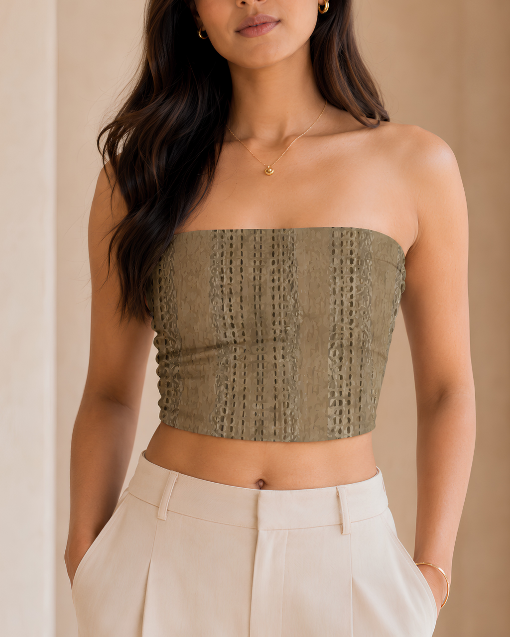 Women Croco Maze Tube Top