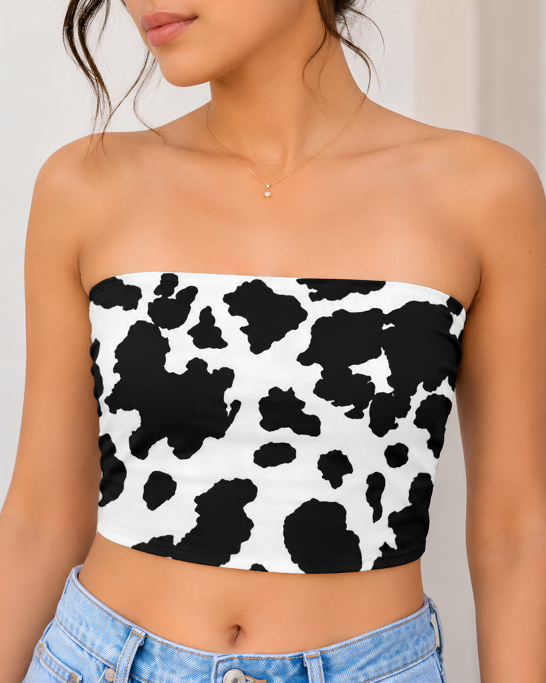 Women's Cow Maze Tube Top