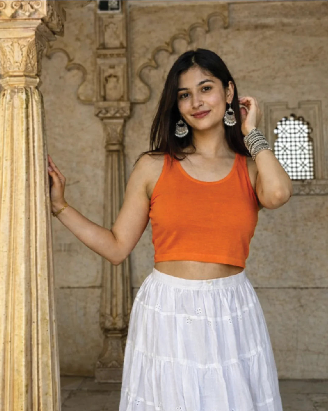 Women's Neon Orange Crop Tank