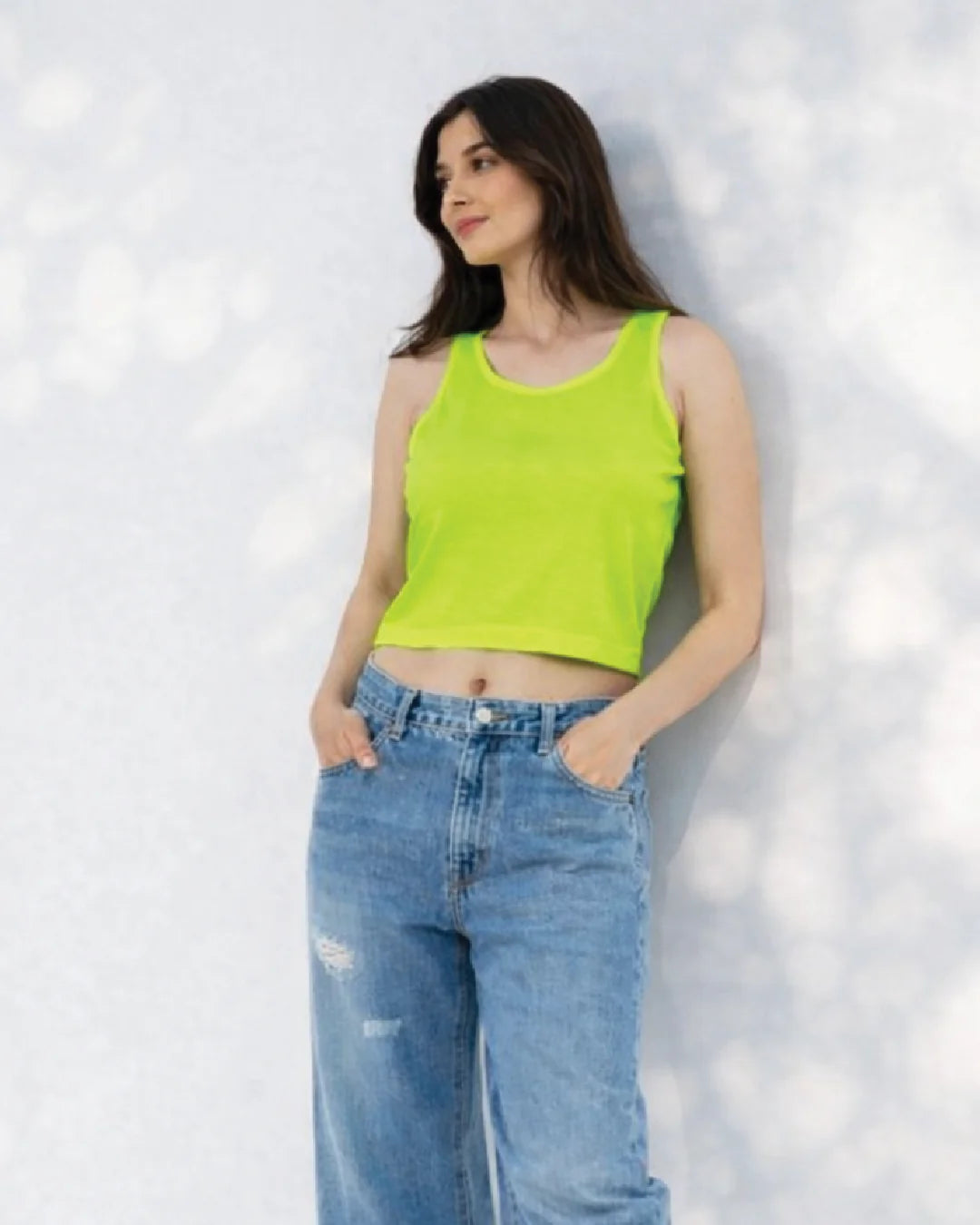 Women's Neon Yellow Crop Tank