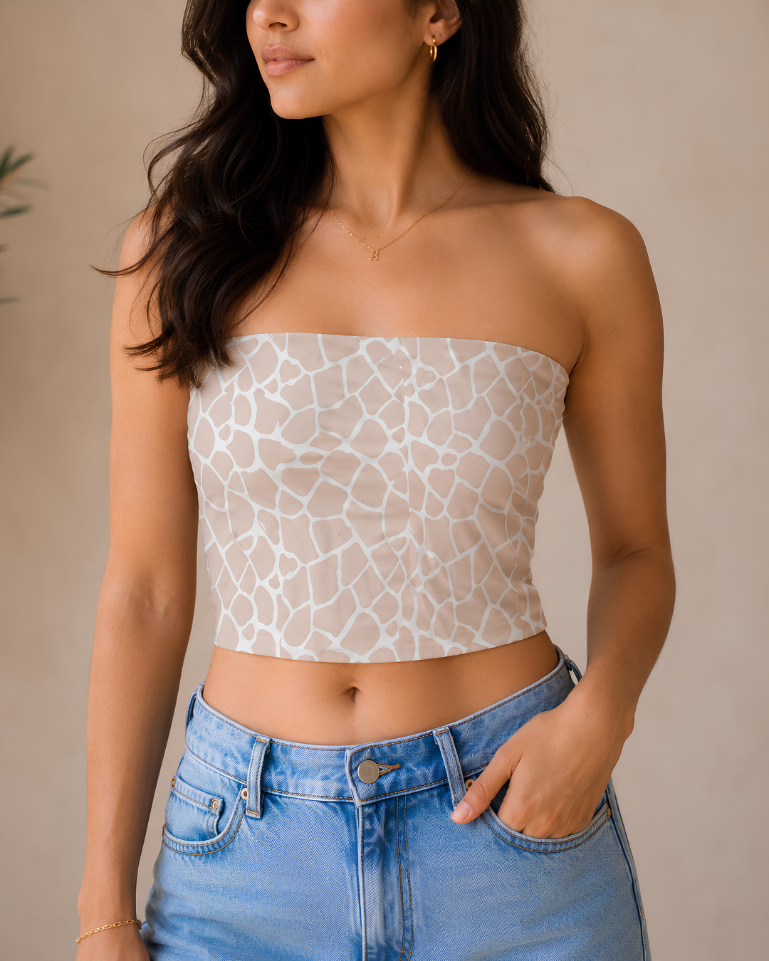 Women's Giraffe Nude Maze Tube Top