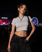 Women's Grey Melange Crop Top