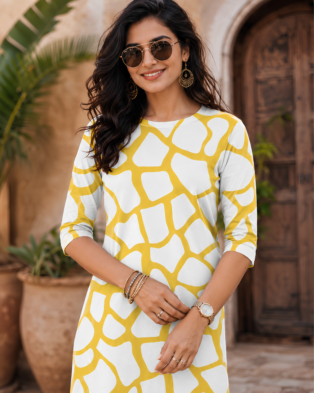 Women's Honey Maze T-Shirt Dress